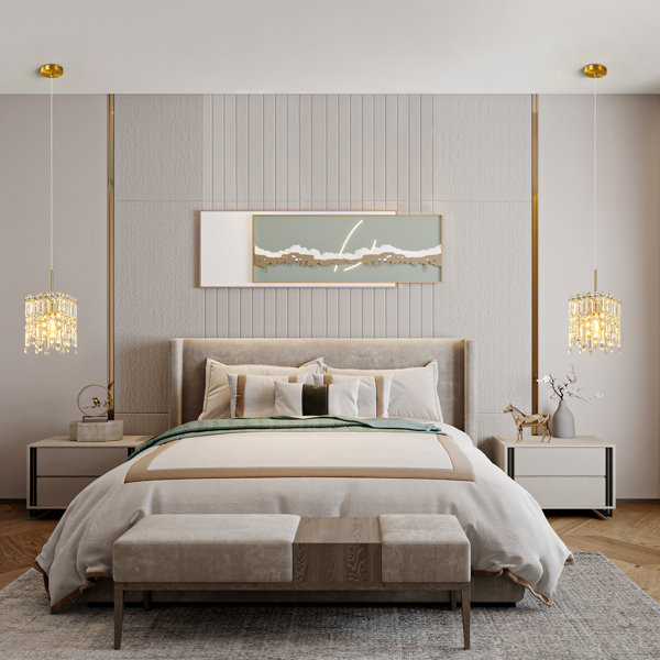 House of Hampton® Adjustable Hanging Lighting Gold Pendant Light Modern